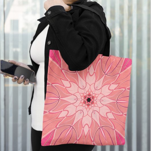 Cartoon Mandala Bloem Roze Tote Bag