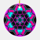 Cartoon Mandala Bloemroze en blauw Keramisch Ornament (Achterkant)