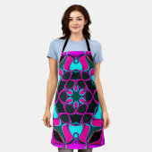 Cartoon Mandala Bloemroze en blauw Schort (Gedragen)