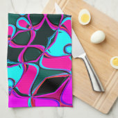 Cartoon Mandala Bloemroze en blauw Theedoek (Quarter Fold)