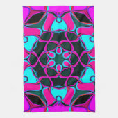 Cartoon Mandala Bloemroze en blauw Theedoek (Verticaal)