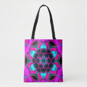 Cartoon Mandala Bloemroze en blauw Tote Bag (Voorkant)