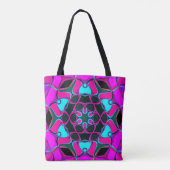 Cartoon Mandala Bloemroze en blauw Tote Bag (Achterkant)