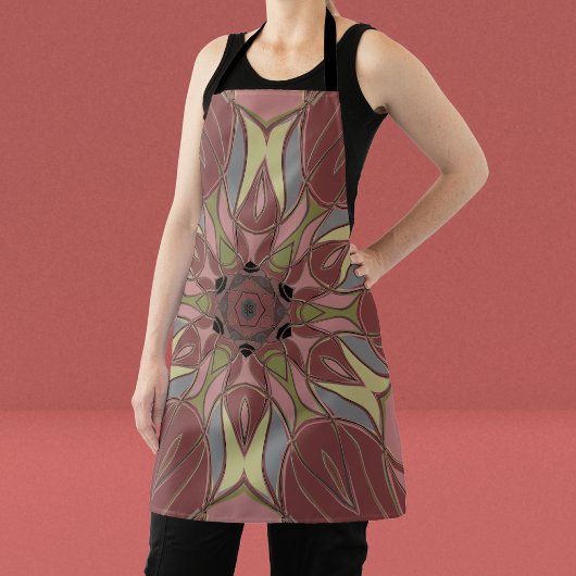 Cartoon Mandala Bloemroze en geel Schort
