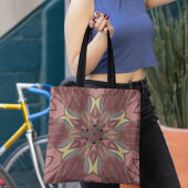 Cartoon Mandala Bloemroze en geel Tote Bag