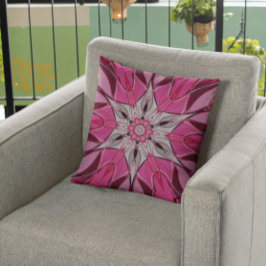 Cartoon Mandala Bloemroze en wit Kussen