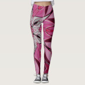 Cartoon Mandala Bloemroze en wit Leggings (Voorkant)