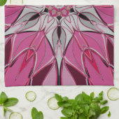 Cartoon Mandala Bloemroze en wit Theedoek (Gevouwen)
