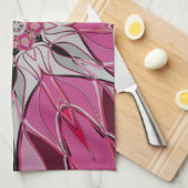 Cartoon Mandala Bloemroze en wit Theedoek (Quarter Fold)