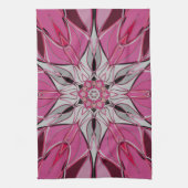 Cartoon Mandala Bloemroze en wit Theedoek (Verticaal)