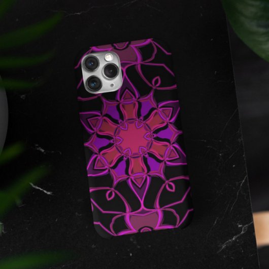 Cartoon Mandala Bloemroze en zwart Case-Mate iPhone Case