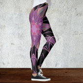 Cartoon Mandala Flower Black Paars en roze Leggings