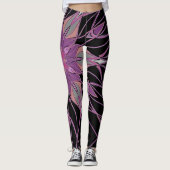 Cartoon Mandala Flower Black Paars en roze Leggings (Voorkant)
