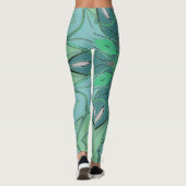 Cartoon Mandala Flower Blue en Green Leggings (Achterkant)