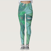 Cartoon Mandala Flower Blue en Green Leggings (Voorkant)
