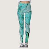 Cartoon Mandala Flower Blue en Green Leggings (Voorkant)