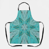 Cartoon Mandala Flower Blue en Green Schort (Voorkant)