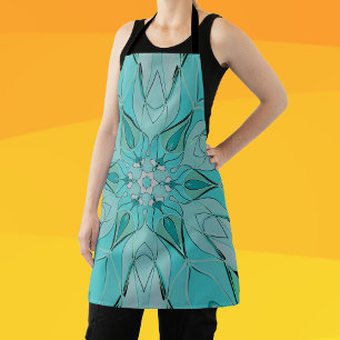 Cartoon Mandala Flower Blue en Green Schort