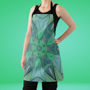 Cartoon Mandala Flower Blue en Green Schort