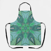 Cartoon Mandala Flower Blue en Green Schort (Voorkant)