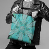 Cartoon Mandala Flower Blue en Green Tote Bag