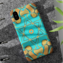 Cartoon Mandala Flower Blue en Oranje Case-Mate iPhone Case