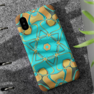 Cartoon Mandala Flower Blue en Oranje Case-Mate iPhone Case