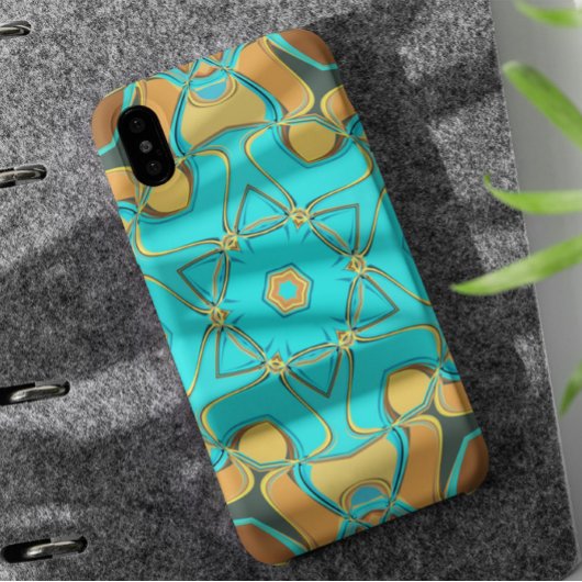 Cartoon Mandala Flower Blue en Oranje Case-Mate iPhone Case