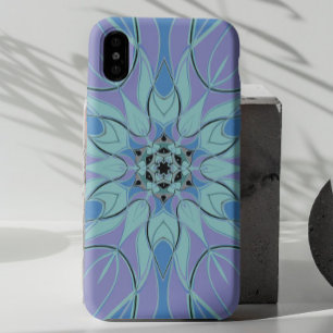 Cartoon Mandala Flower Blue en Paars Case-Mate iPhone Case