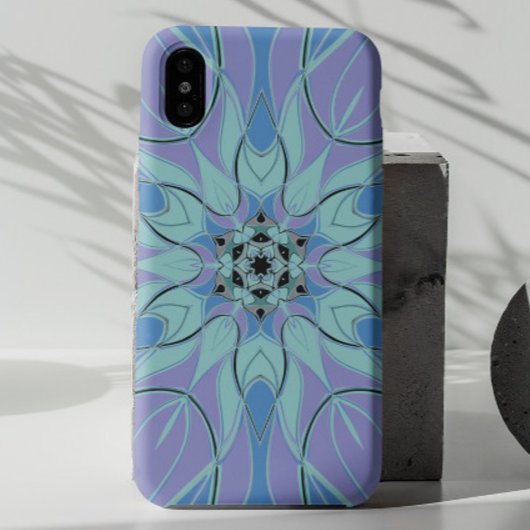 Cartoon Mandala Flower Blue en Paars Case-Mate iPhone Case