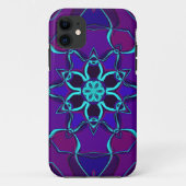 Cartoon Mandala Flower Blue en Paars Case-Mate iPhone Case (Achterkant)