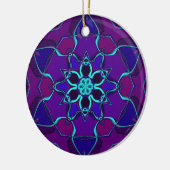 Cartoon Mandala Flower Blue en Paars Keramisch Ornament (Links)
