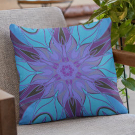 Cartoon Mandala Flower Blue en Paars Kussen
