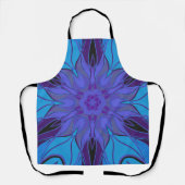 Cartoon Mandala Flower Blue en Paars Schort (Voorkant)
