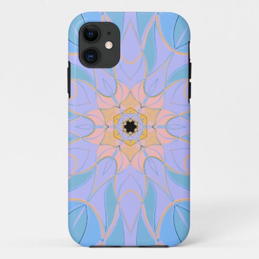 Cartoon Mandala Flower Blue en Yellow Case-Mate iPhone Case (Achterkant)