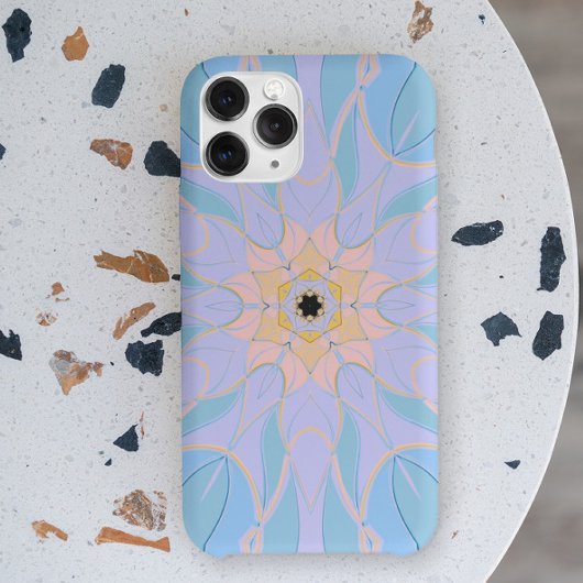 Cartoon Mandala Flower Blue en Yellow Case-Mate iPhone Case