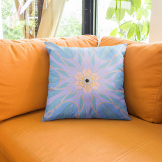 Cartoon Mandala Flower Blue en Yellow Kussen
