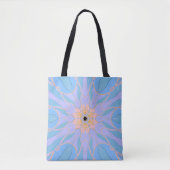 Cartoon Mandala Flower Blue en Yellow Tote Bag (Voorkant)