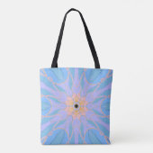 Cartoon Mandala Flower Blue en Yellow Tote Bag (Achterkant)
