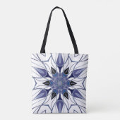 Cartoon Mandala Flower Blue Paars and White Tote Bag (Achterkant)
