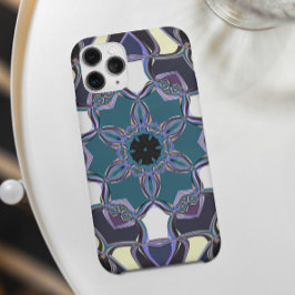 Cartoon Mandala Flower Blue Paars Black en White Case-Mate iPhone Case