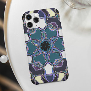 Cartoon Mandala Flower Blue Paars Black en White Case-Mate iPhone Case