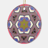 Cartoon Mandala Flower Blue Pink and Yellow Keramisch Ornament (Links)