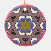Cartoon Mandala Flower Blue Pink and Yellow Keramisch Ornament (Achterkant)