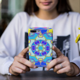 Cartoon Mandala Flower Blue Yellow and Pink Case-Mate iPhone Case