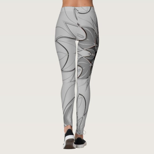 Cartoon Mandala Flower Gray Leggings (Achterkant)