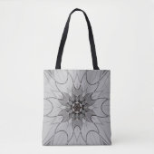 Cartoon Mandala Flower Gray Tote Bag (Voorkant)