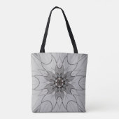 Cartoon Mandala Flower Gray Tote Bag (Achterkant)
