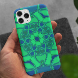Cartoon Mandala Flower Green en Blue Case-Mate iPhone Case