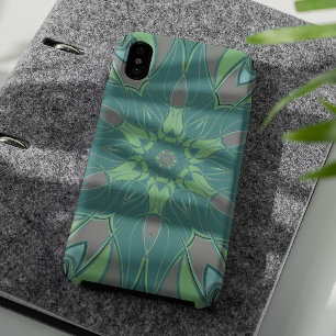 Cartoon Mandala Flower Green en Blue Case-Mate iPhone Case